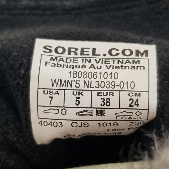 Sorel Explorer Joan Waterproof Snow Boots-Black Leather/Grey Faux Fur- Women's 7 - Picture 11 of 16